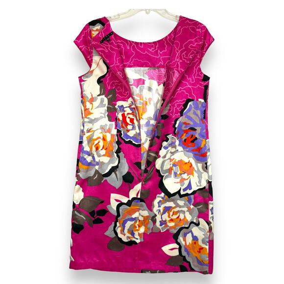 Y2k Bloomcore Floral Sheath Dress 6 Cap Sleeve Retro Glam Barbie Pink Statement - Picture 4 of 12